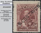 Ecuador - 1893  Two Stamps  Pres  Juan Flores  Vfu   Unused - Cat 11 00