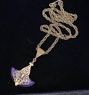 Vintage Necklace Art Nouveau Pendant Antique Lavender Czech Glass Rhinestone