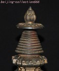 8 8   Old Tibet Bronze Gilt Flower Exorcism Sacrifice Buddha Pagoda Tower Statue