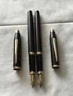 Cross Century Ii Black W 23k Gold Trim Med Nib Fountain Pens  1 New 1 Used