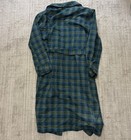 Pendleton 100  Virgin Wool Blue Green Tartan Plaid Robe Euc  Vtg 40s 50s Large