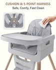 Baby High Chair  Foldable Convertible  Adjustable Tray footrest  6m   Grey Wood 