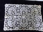 Vintage 16  X 24  White Brussel Point De Gaze Needlepoint Flower Lace Tablecloth