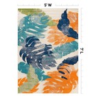 Rugshop Arles Palm Floral Leaves Non-shedding Rug For Patio Deck Backyard