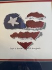 1991 Sandy Lyons  heart Of America  Signed Art Paper Collage Mixed Media Framed