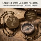Engraved Brass Compass For Men Personalized Vintage Antique Pocket Compass
