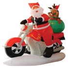 6 Foot Long Inflatable Santa Claus   Reindeer Riding Motorcycle 
