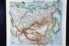 1911 Stieler Map North Asia Siberia Mongolia China Korea Japan Afghanistan 
