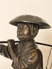 Vtg Bronze Chinese Boy With Baskets Japanese Okimono Sculpture Meiji Period 13 5