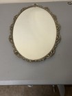 Vintage Ornate Brass Mirror Vanity Tray Floral 15x22   