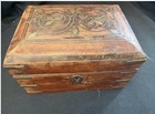 Antique 19th Century Wooden Apothecary Perfume Box W 6 Glass Bottles Brass Trim