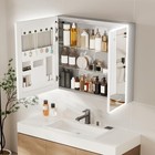 Large Led Medicine Cabinet With Bluetooth Bathroom 2 Mirrored Doors 31 5x28 Inch