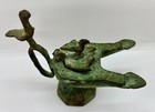 Antique 12th C  Seljuk Persian Bronze Oil Lamp Bird Motif