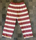 Vintage Girls Striped Burgundy   Taupe Handmade Wool Blend High Waist Pants