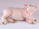 Laying Down Pink Pig Figurine 3 25 Inch Long Resin New 