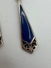 Boma Vintage 925 Sterling Silver Native Style Lapis Lazuli Inlay Dangle Earrings