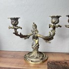 Pair Of Antique Brass Candelabras Baroque Style French 2-light