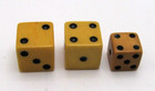 Lot Of 3 Vintage Butterscotch Bakelite Playing Dice One Pair 9 16    One 1 2 