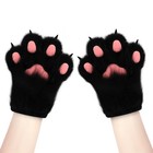 Hbbhml Faux Fur Plush Furry Cat Claw Gloves Fursuit Animal One Size  Black