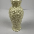 Vtg Porcelain Bud Vase   Ivory Rose Pattern W  Gold Rim 5   