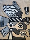 Vintage Embroidered Hanging Cloth Of Tlaloc  Ancient Aztec God Of Rain 22   x 33   