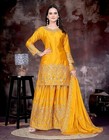 Women   s Designer Heavy Embroidered Sharara Suit Set With Dupatta