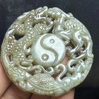 Rare Old Chinese Ancient Xiu Jade Carving Eight Diagram Pendant