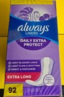 Always Daily Extra Protect Panty Liners  Extra Long Length  Unscented  92 Count