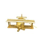 Vintage Mid Century Modern Gold Plastic Airplane Christmas Ornament Hong Kong