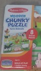 Melissa   Doug  Chunky Wooden Puzzle Farm Animals Ages 2  Horse Pig   new sealed