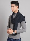 Men 100  Cashmere Scarf Made In India Soft Wool Wrap Plaid Blue   Black Scarves