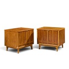 Broyhill Brasilia Mid Century Walnut Commode Nightstands     Pair