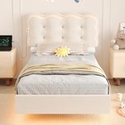 Twin Size Bed Frame Led Cloud White Toddler Kid Girl Bedroom Cama Para Ni  a