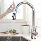 Touch Sensor Kitchen Faucet Sink Pull Down Sprayer Swivel Mixer Brushed Nickel