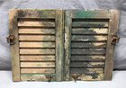 Pair Vtg Shabby Exterior House Window Wood Louvered Shutters 12x17 Old 621-25b