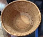 Vintage Hand Woven Nantucket Style Lightship Basket W  Wooden Base 9 75    Tall