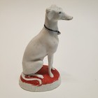 Antique Staffordshire Bisque Sitting Whippet Greyhound Porcelain Figurine 5 