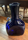 Decor Heavy Cobalt Blue Glass Flower Vase Bottle 10 5  Tall 6 5  Wide