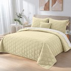 3 Piece Embossed Quilted Bedspread Bedding Set Reversible Coverlet Bed Throw