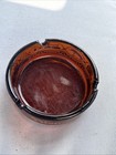 Vintage Disneyland Amber Glass Ashtray Gold Graphics Attractions Disneyana 1960s