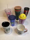 Starbucks Lot Of 10 Coffee Tea Cups Mugs Tumblers Lids 12 16 20 24 Oz
