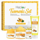 Healov Turmeric Skincare Set     Face Cleanser  Body Scrub  Cream   Facial Serum
