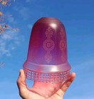 Unusual Beautiful Victorian Cased Crystal Etched Cranberry Glass Elec Lamp Shade