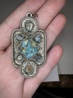Vintage Native American Silver Tone And Raw Turquoise Pendant - Handmade Jewelry