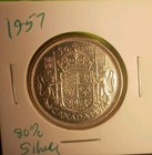 1957 50 Cents Cent 80  Silver Canada Half Dollar Proof Critters Coat Arms 