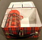 Vintage Retro 1950 s Metal Aladdin Red Tartan Plaid Lunch Box With Thermos