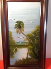 Al Black Signed  florida Highwaymen  Palm Tree   Egret By Water Oil On Board