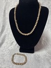 Genuine  Pearl Set Necklace And Bracelet  Bespoke Freshwater  Pearls Gold Tone
