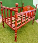 Antique Handmade Wooden Doll Crib  Spindle Posts Primitive  Farmhouse 24x15x19 