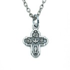 Catholic Cross Silver Plated 4 Way Medal Pendant Necklace Jesus Saint Italy